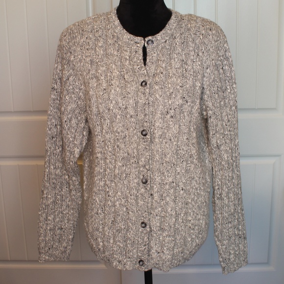 Baxter Wells Thick Grey Speckled Cardigan Sweater - Picture 1 of 7